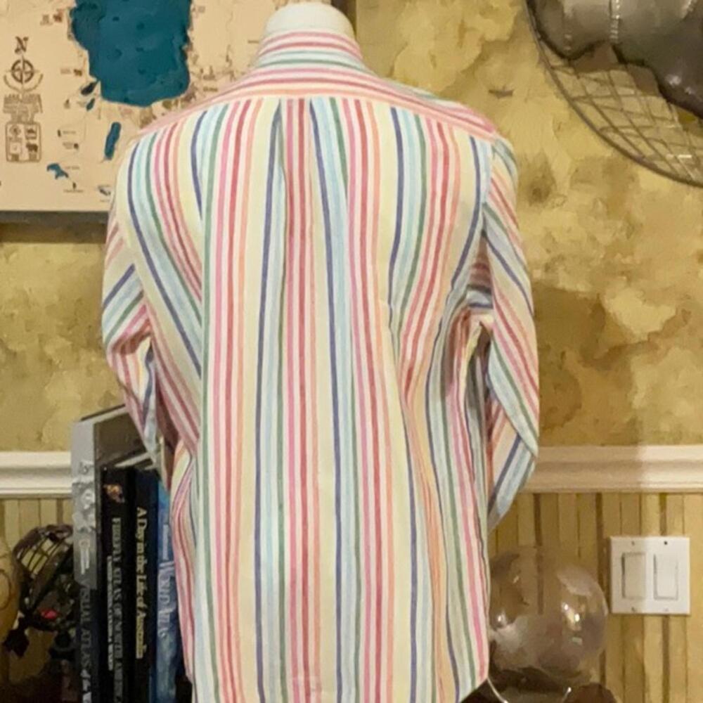 Daniel Cremieux Pastel Multi Striped Linen Button Down Shirt. XL. - Picture 4 of 8